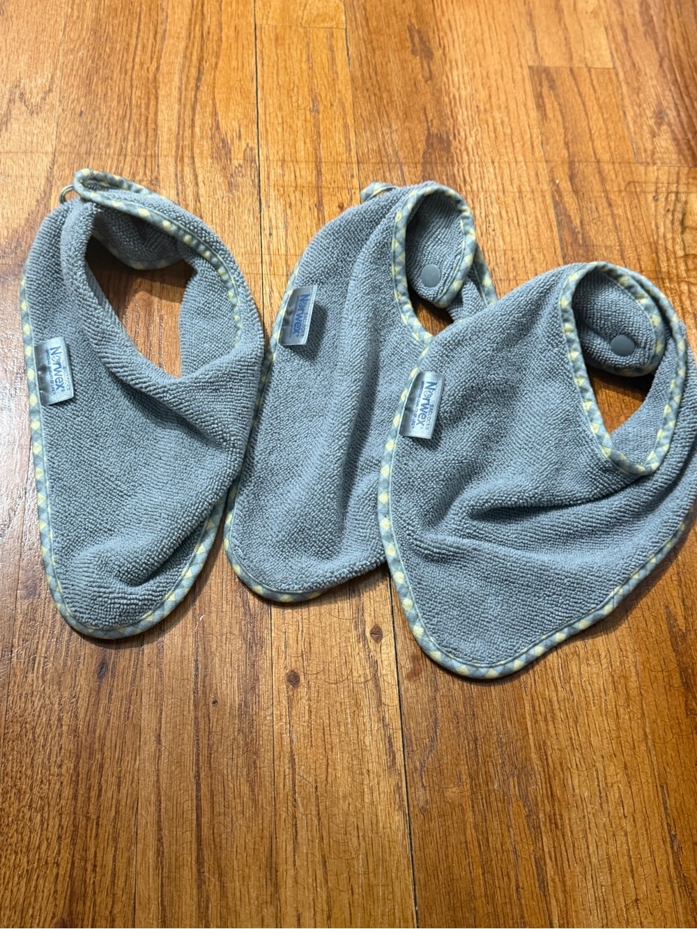 Norwex Baby Bandana Bib Set Gray Absorbent Snap Closure Lot of 3
